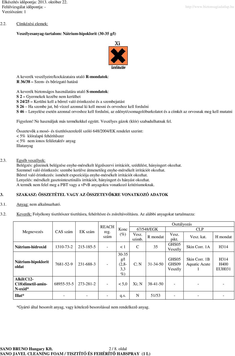 fordulni S 46 Lenyelése esetén azonnal orvoshoz kell fordulni, az edényt/csomagolóburkolatot és a címkét az orvosnak meg kell mutatni Figyelem! Ne használjuk más termékekkel együtt.