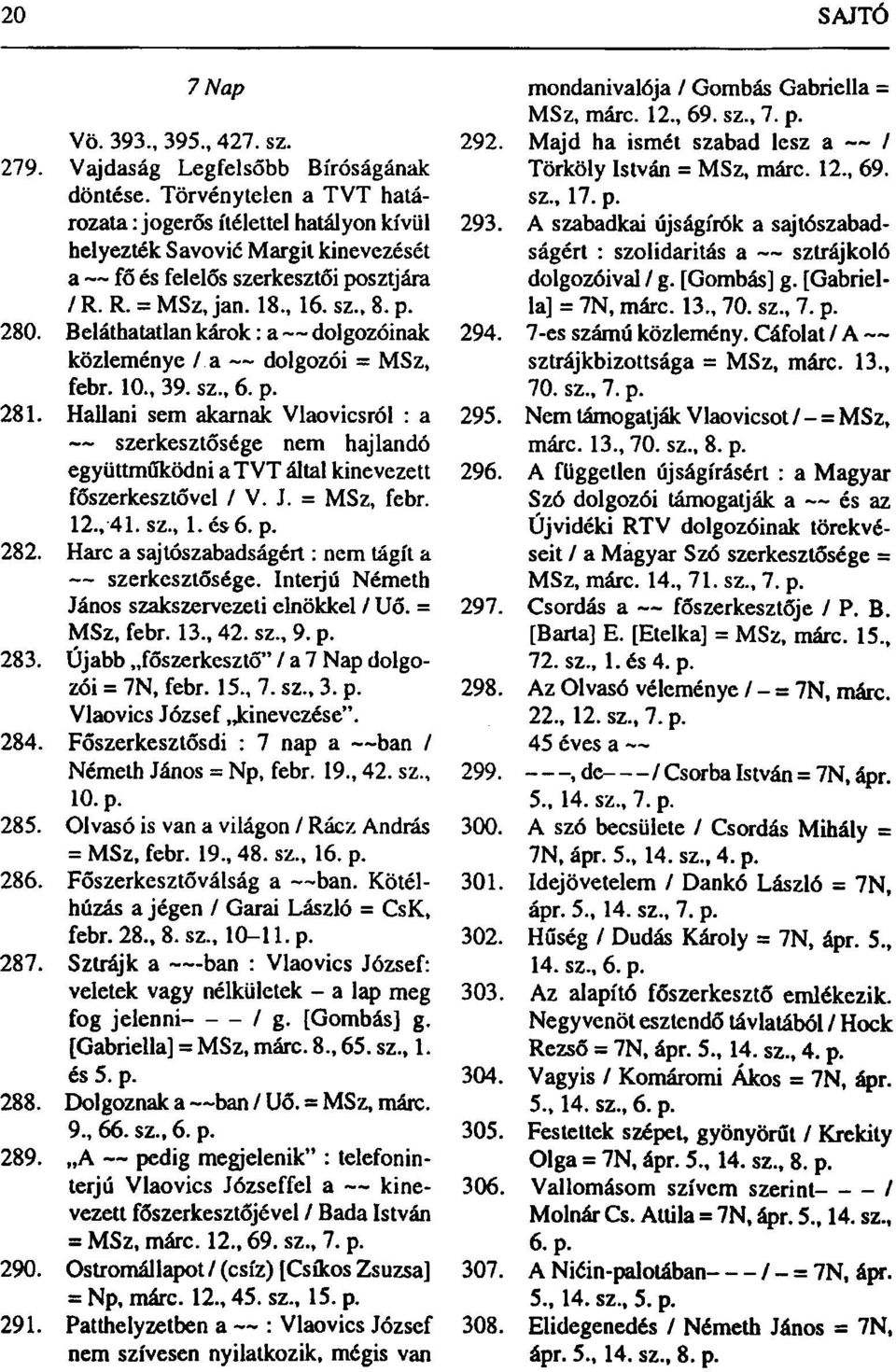 Beláthatatlan károk: a dolgozóinak közleménye / a dolgozói = MSz, febr. 10., 39. sz., 6. p. 281.