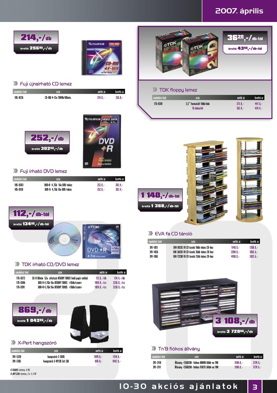 írható CD/DVD lemez CD-R 80min 52x átlátszó VÉKONY TOKOS fedô papír nélkül DVD-R 4,7Gb 16x VÉKONY TOKOS <10db/csom> DVD+R 4,7Gb 16x VÉKONY TOKOS <10db/csom> 112.0,-/db 1859.0,-/cs 1859.0,-/cs 134.