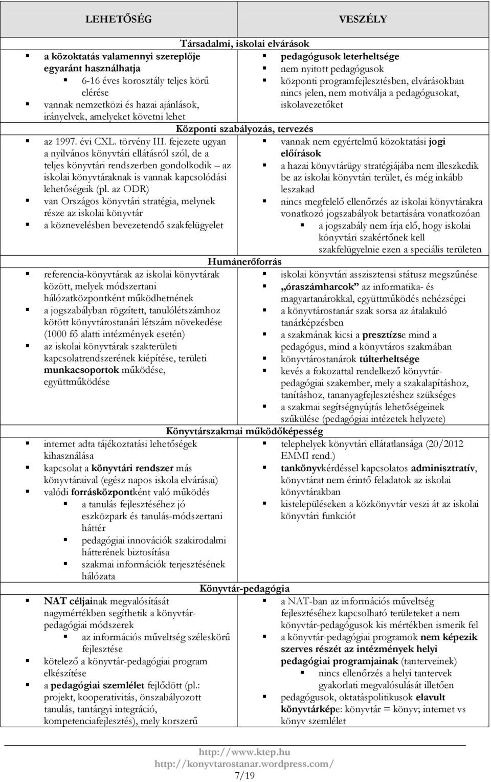 az ODR) van Országos könyvtári stratégia, melynek része az iskolai könyvtár a köznevelésben bevezetendő szakfelügyelet referencia-könyvtárak az iskolai könyvtárak között, melyek módszertani