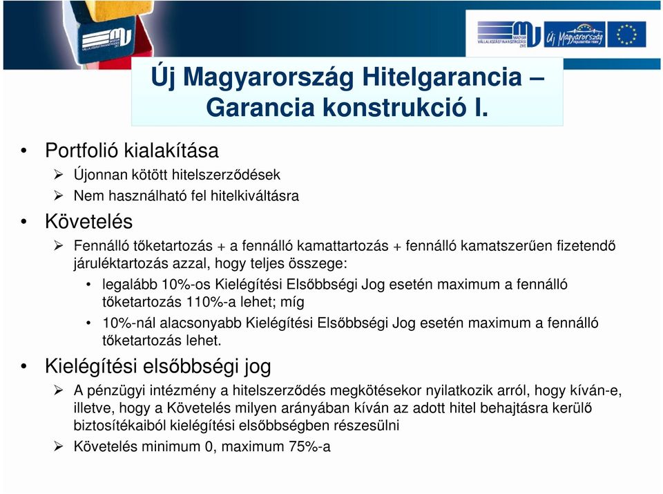 fennálló tőketartozás 110%-a lehet; míg 10%-nál alacsonyabb Kielégítési Elsőbbségi Jog esetén maximum a fennálló tőketartozás lehet.