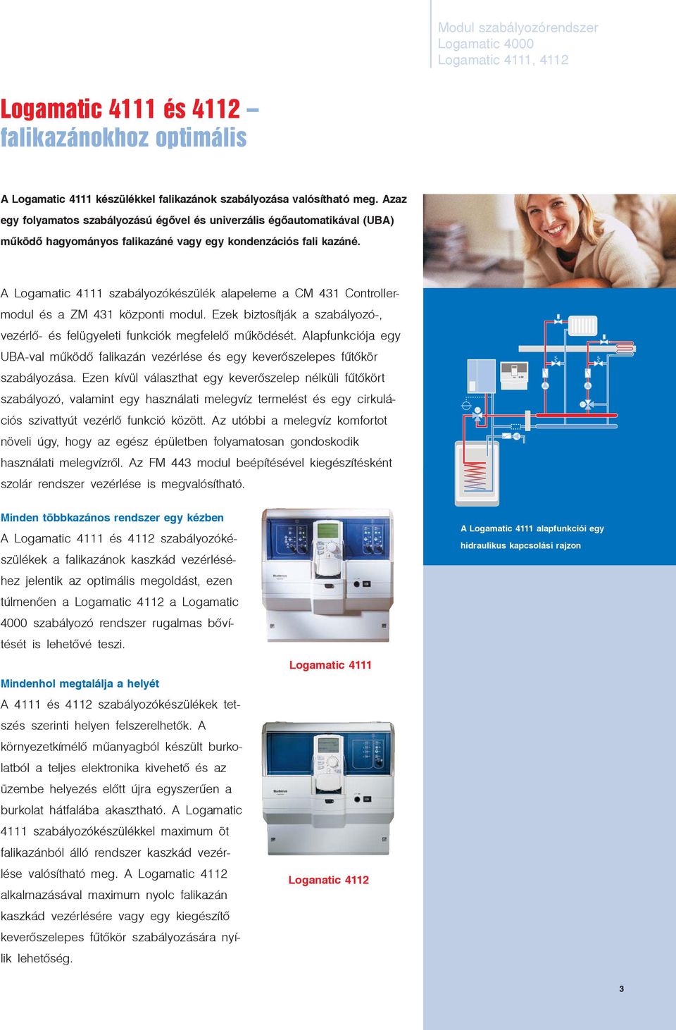 A Logamatic 4111 szabályozókészülék alapeleme a CM 431 Controllermodul és a ZM 431 központi modul. Ezek biztosítják a szabályozó-, vezérlõ- és felügyeleti funkciók megfelelõ mûködését.