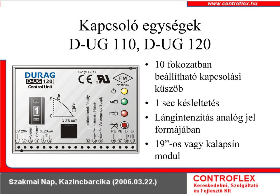 fokozatban beállítható kapcsolási küszöb 1 sec