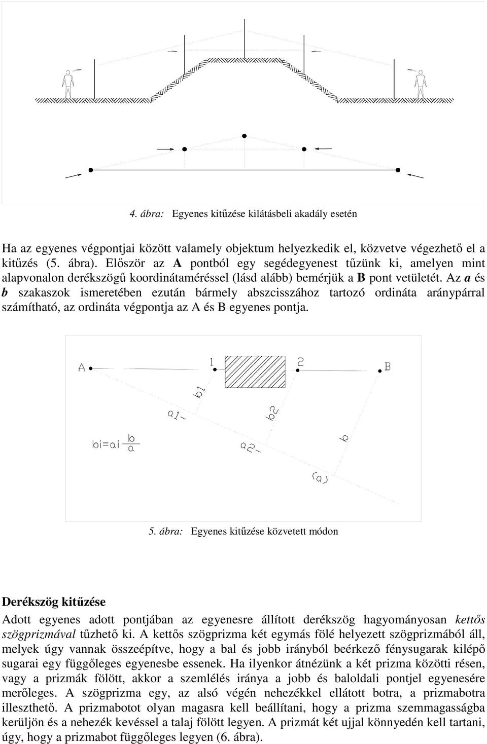 Az a és b szakaszok ismeretében ezután bármely abszcisszához tartozó ordináta aránypárral számítható, az ordináta végpontja az A és B egyenes pontja. 5.