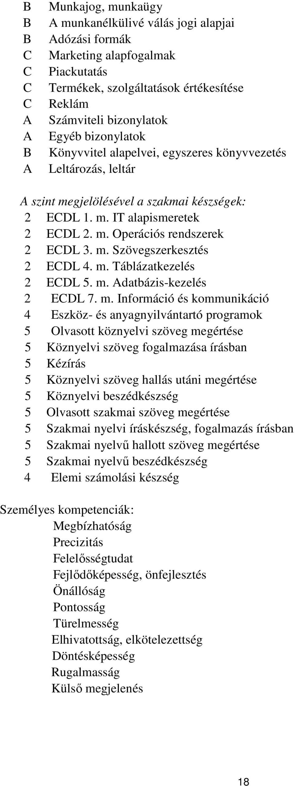 m. Szövegszerkesztés 2 ECDL 4. m.