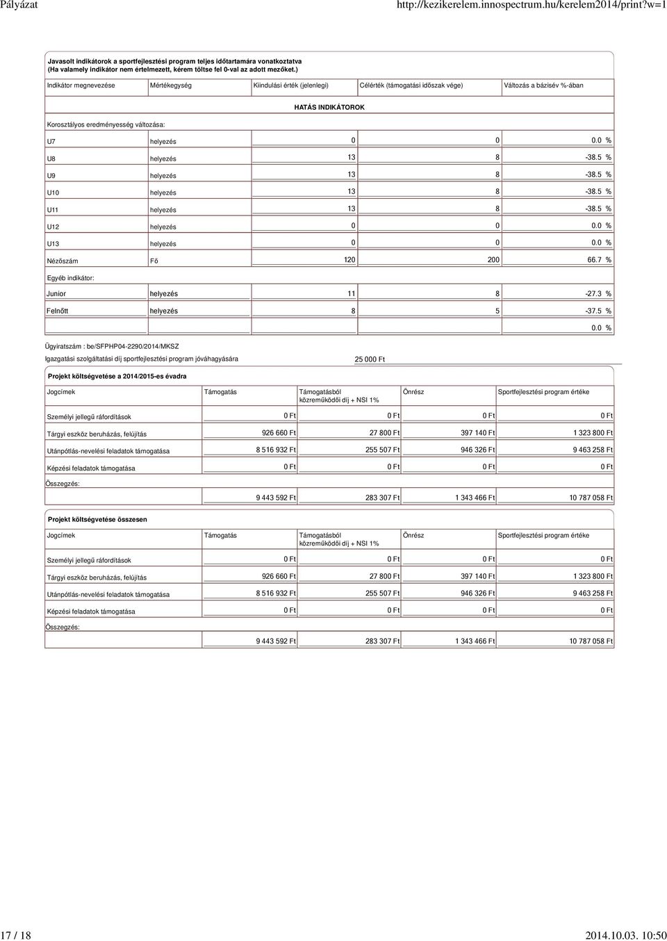 U12 U13 Nézőszám Egyéb indikátor: helyezés helyezés helyezés helyezés helyezés helyezés helyezés Fő 0 0 13 8-38.5 % 13 8-38.5 % 13 8-38.5 % 13 8-38.5 % 0 0 0 0 120 200 66.7 % Junior helyezés 11 8-27.