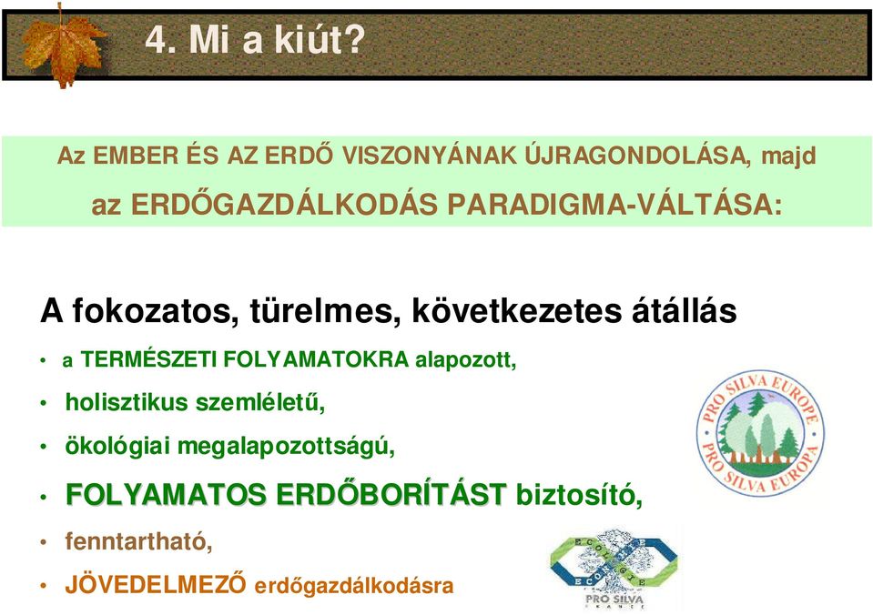 PARADIGMA-VÁLTÁSA: A fokozatos, türelmes, következetes átállás a TERMÉSZETI