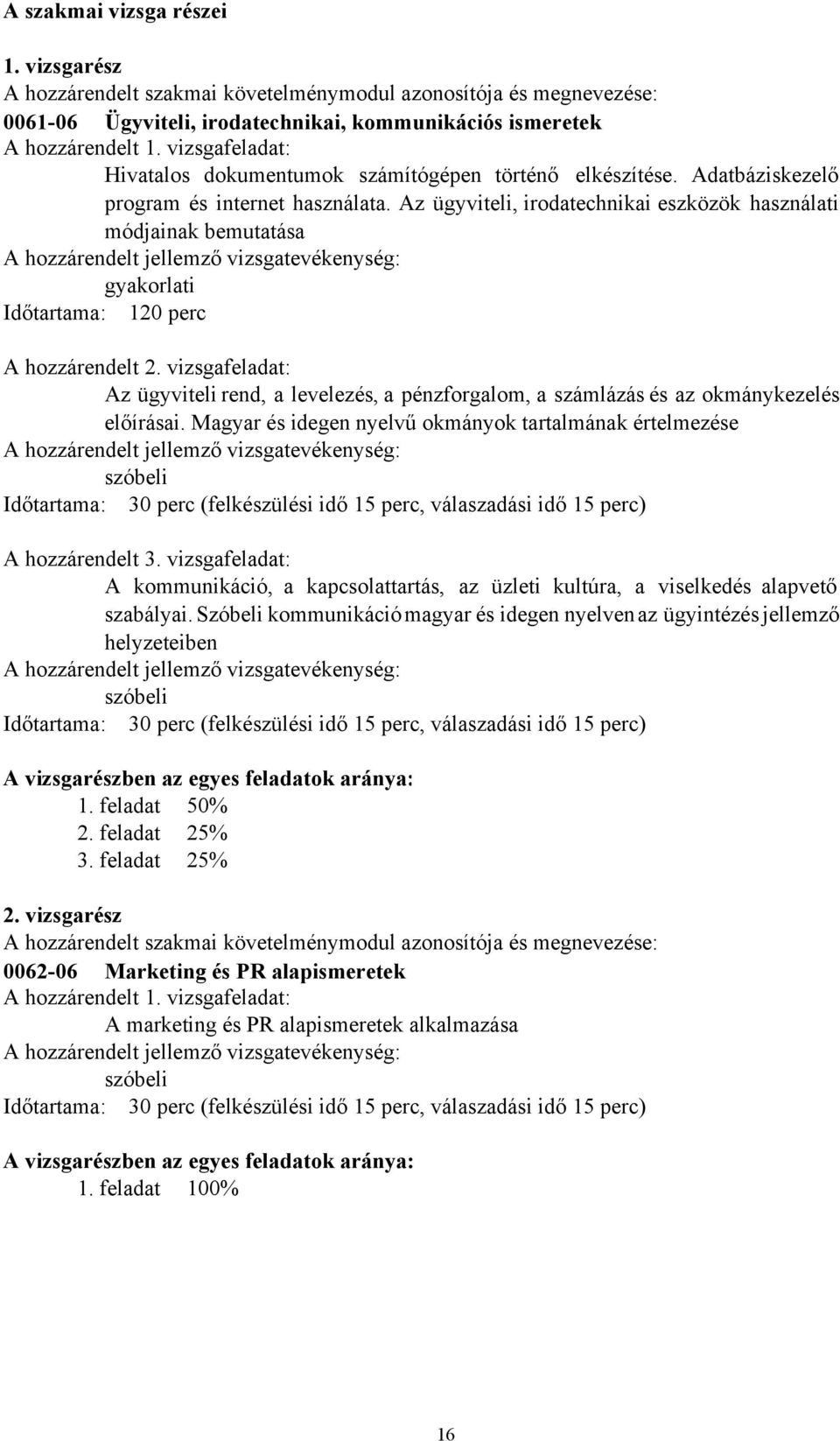 Az ügyviteli, irodatechnikai eszközök használati módjainak bemutatása A hozzárendelt jellemző vizsgatevékenység: gyakorlati Időtartama: 120 perc A hozzárendelt 2.