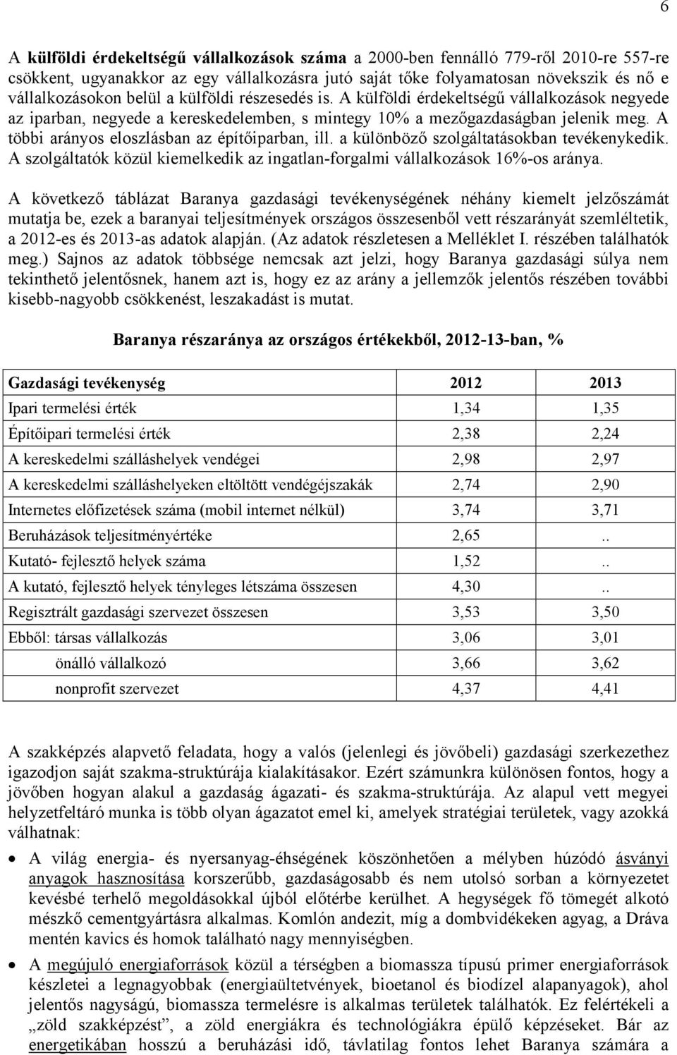 A többi arányos eloszlásban az építőiparban, ill. a különböző szolgáltatásokban tevékenykedik. A szolgáltatók közül kiemelkedik az ingatlan-forgalmi vállalkozások 16%-os aránya.