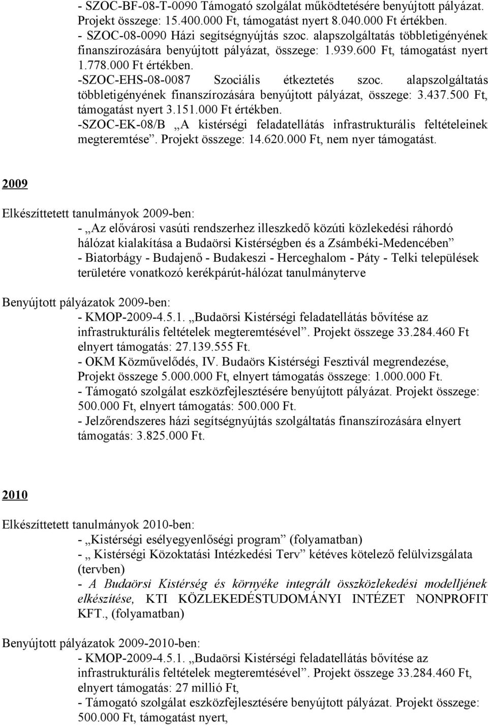 alapszolgáltatás többletigényének finanszírozására benyújtott pályázat, összege: 3.437.500 Ft, támogatást nyert 3.151.000 Ft értékben.