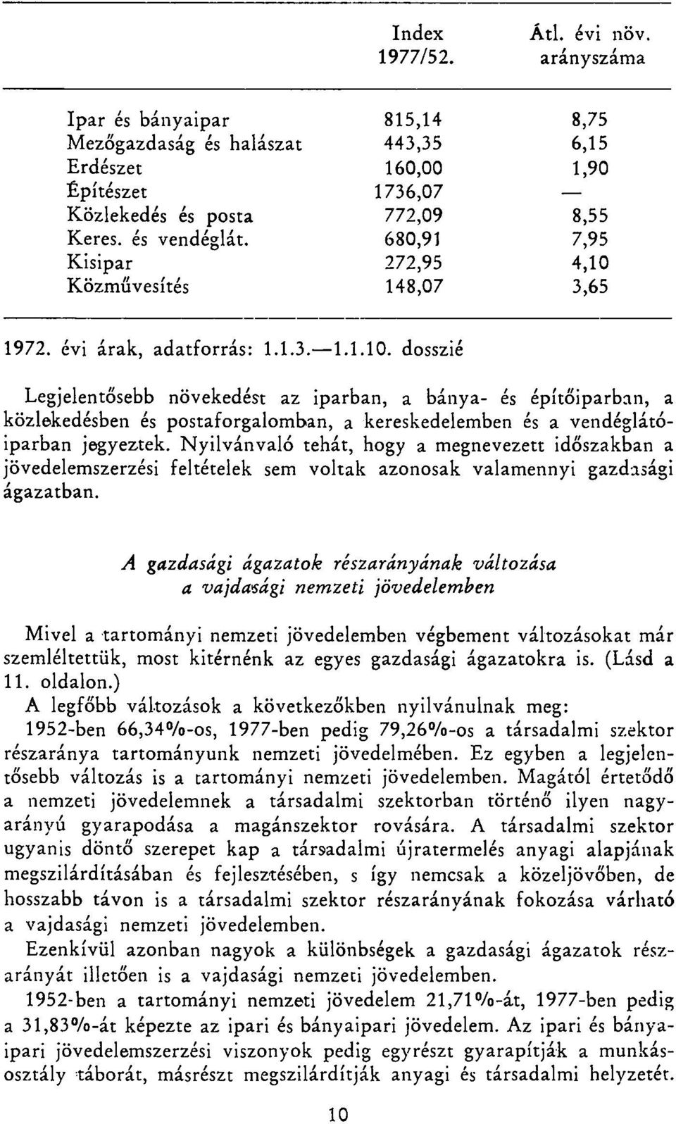 3,65 1972. évi árak, adatforrás: 1.1.3. 1.1.10.