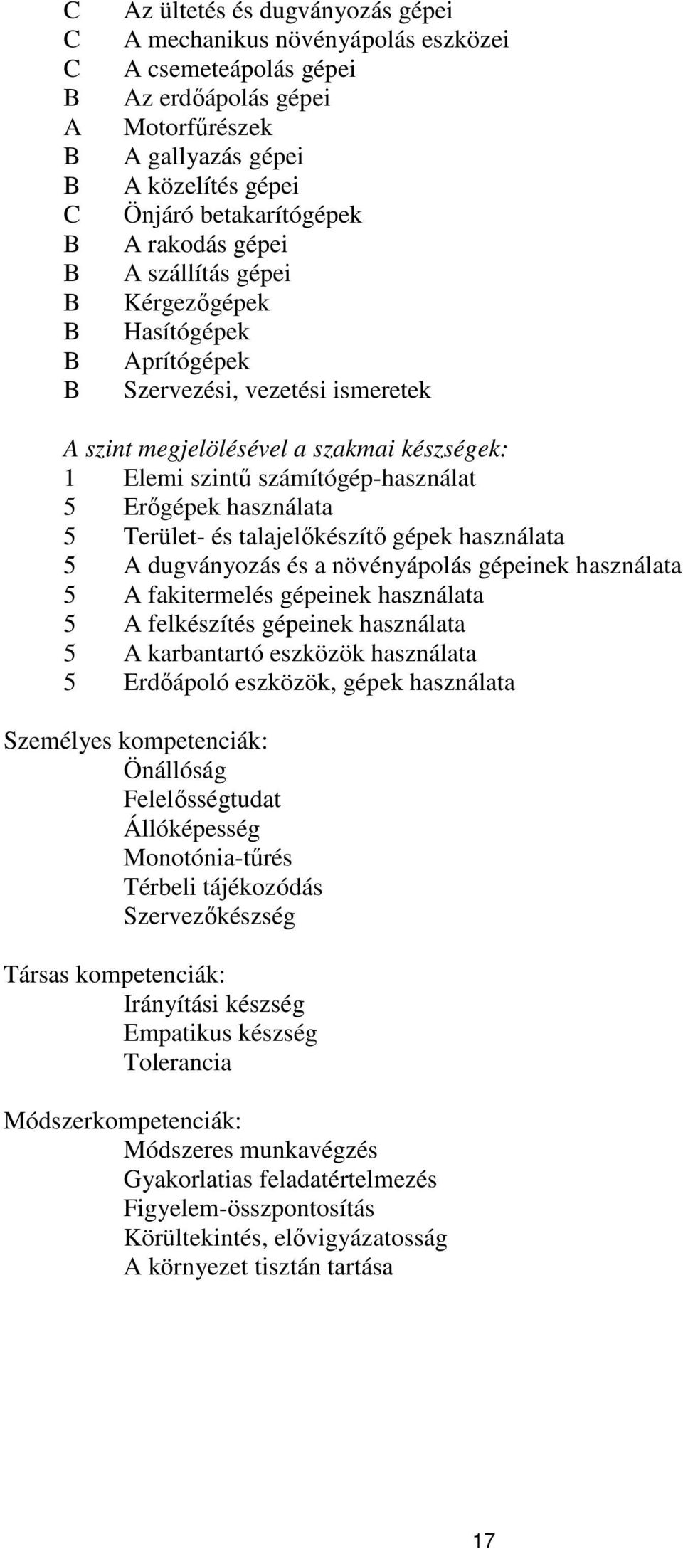 talajelőkészítő gépek használata 5 dugványozás és a növényápolás gépeinek használata 5 fakitermelés gépeinek használata 5 felkészítés gépeinek használata 5 karbantartó eszközök használata 5 Erdőápoló