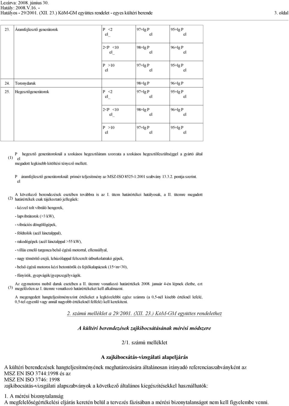 megadott legkisebb kitöltési tényező mlett. P áramfejlesztő generátoroknál: primér tjesítmény az MSZ-ISO 8525-1:2001 szabvány 13.3.2. pontja szerint.