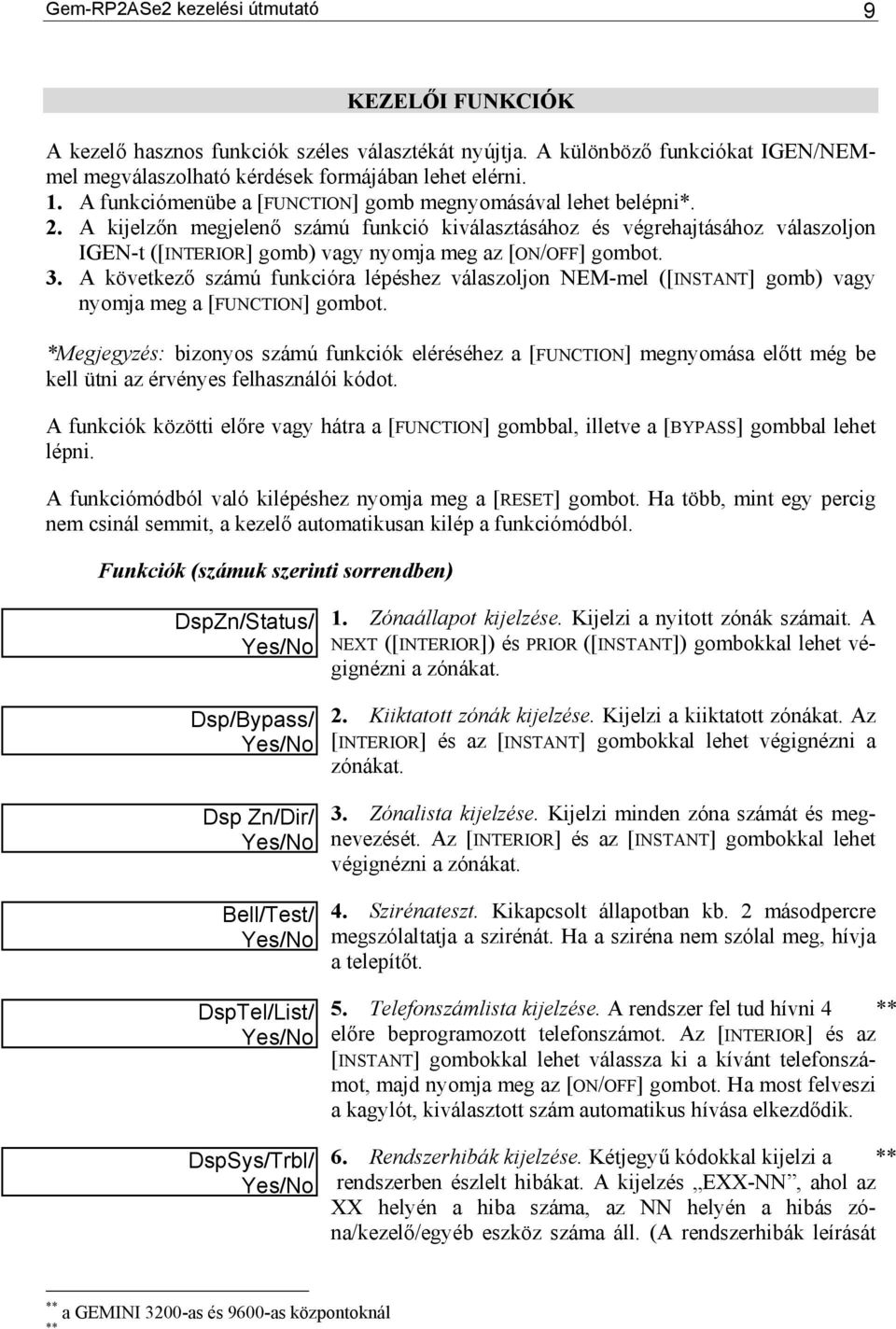 A kijelzőn megjelenő számú funkció kiválasztásához és végrehajtásához válaszoljon IGEN-t ([INTERIOR] gomb) vagy nyomja meg az [ON/OFF] gombot. 3.