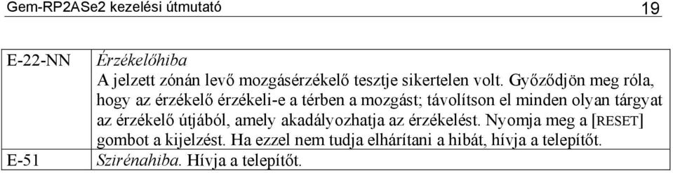 Győződjön meg róla, hogy az érzékelő érzékeli-e a térben a mozgást; távolítson el minden olyan tárgyat