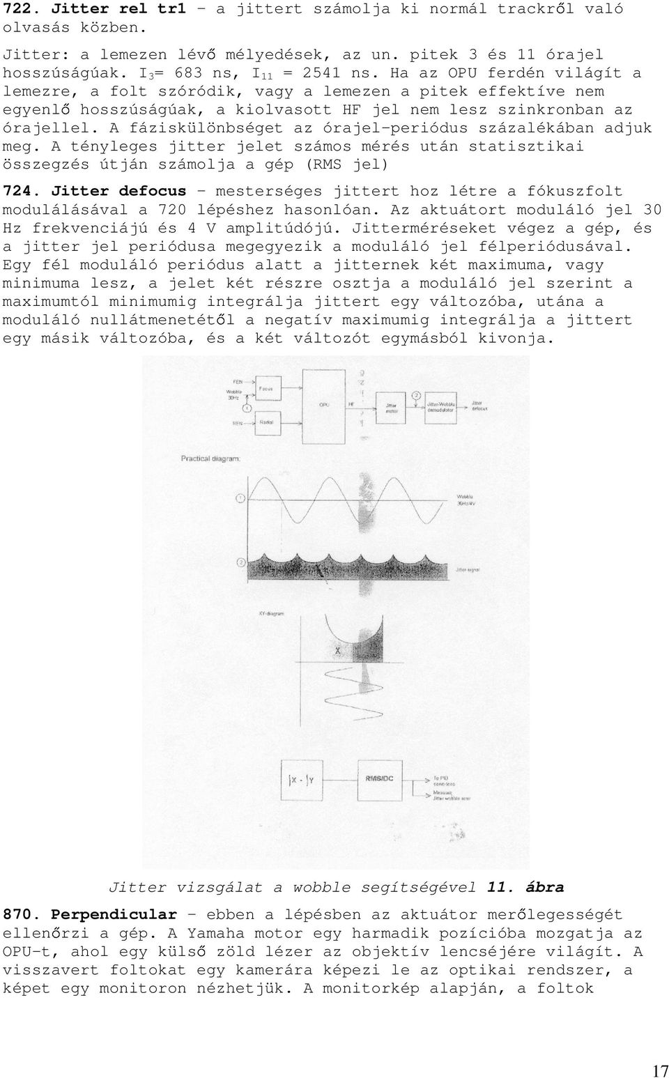 A fáziskülönbséget az órajel-periódus százalékában adjuk meg. A tényleges jitter jelet számos mérés után statisztikai összegzés útján számolja a gép (RMS jel) 724.