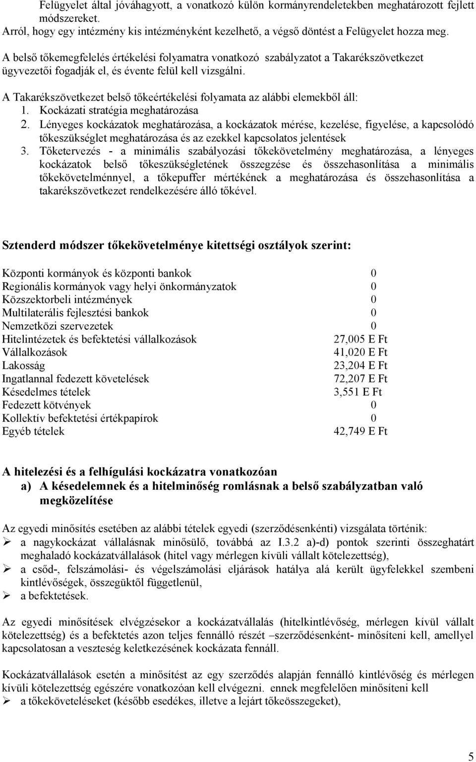 A Takarékszövetkezet belső tőkeértékelési folyamata az alábbi elemekből áll: 1. Kockázati stratégia meghatározása 2.