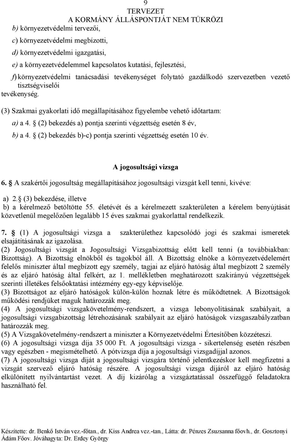 (2) bekezdés a) pontja szerinti végzettség esetén 8 év, b) a 4. (2) bekezdés b)-c) pontja szerinti végzettség esetén 10 év. A jogosultsági vizsga 6.