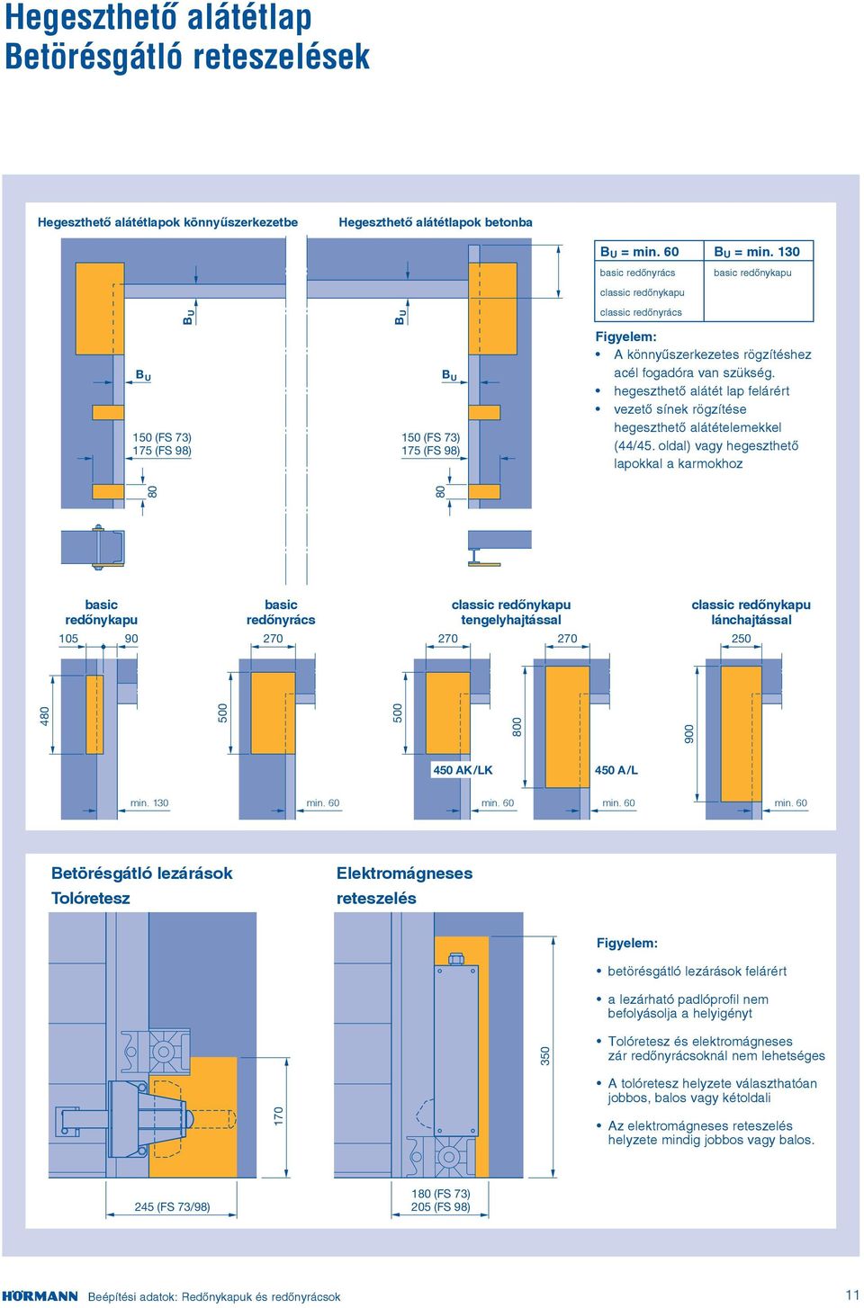 fogadóra van szükség. hegeszthető alátét lap felárért vezető sínek rögzítése hegeszthető alátételemekkel (44/45.