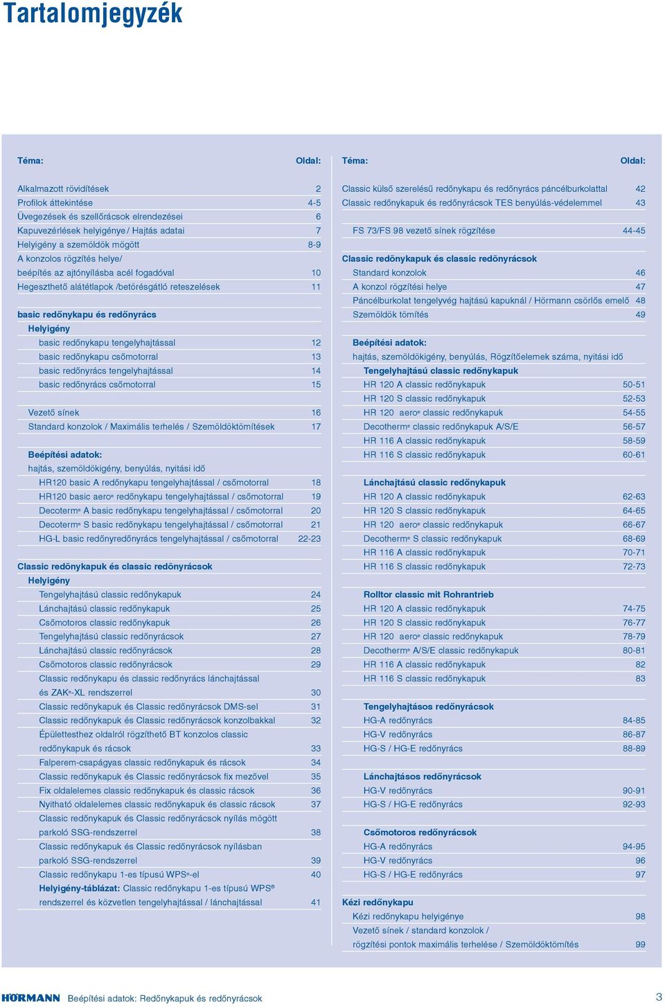 tengelyhajtással basic redőnykapu csőmotorral basic redőnyrács tengelyhajtással 4 basic redőnyrács csőmotorral 5 Vezető sínek 6 Standard konzolok / Maximális terhelés / Szemöldöktömítések 7 Beépítési