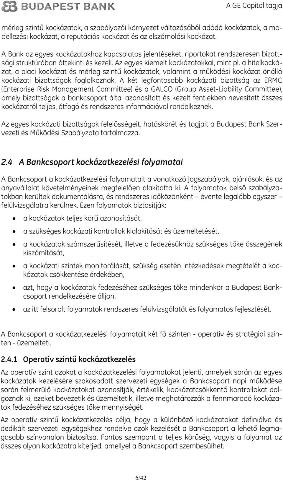 a hitelkocká zat, a piaci kockázat és merleg szintü kockázatok, valamint a mqkodési kockázat OnálIó kockázati bizottsagok foglalkoznak.