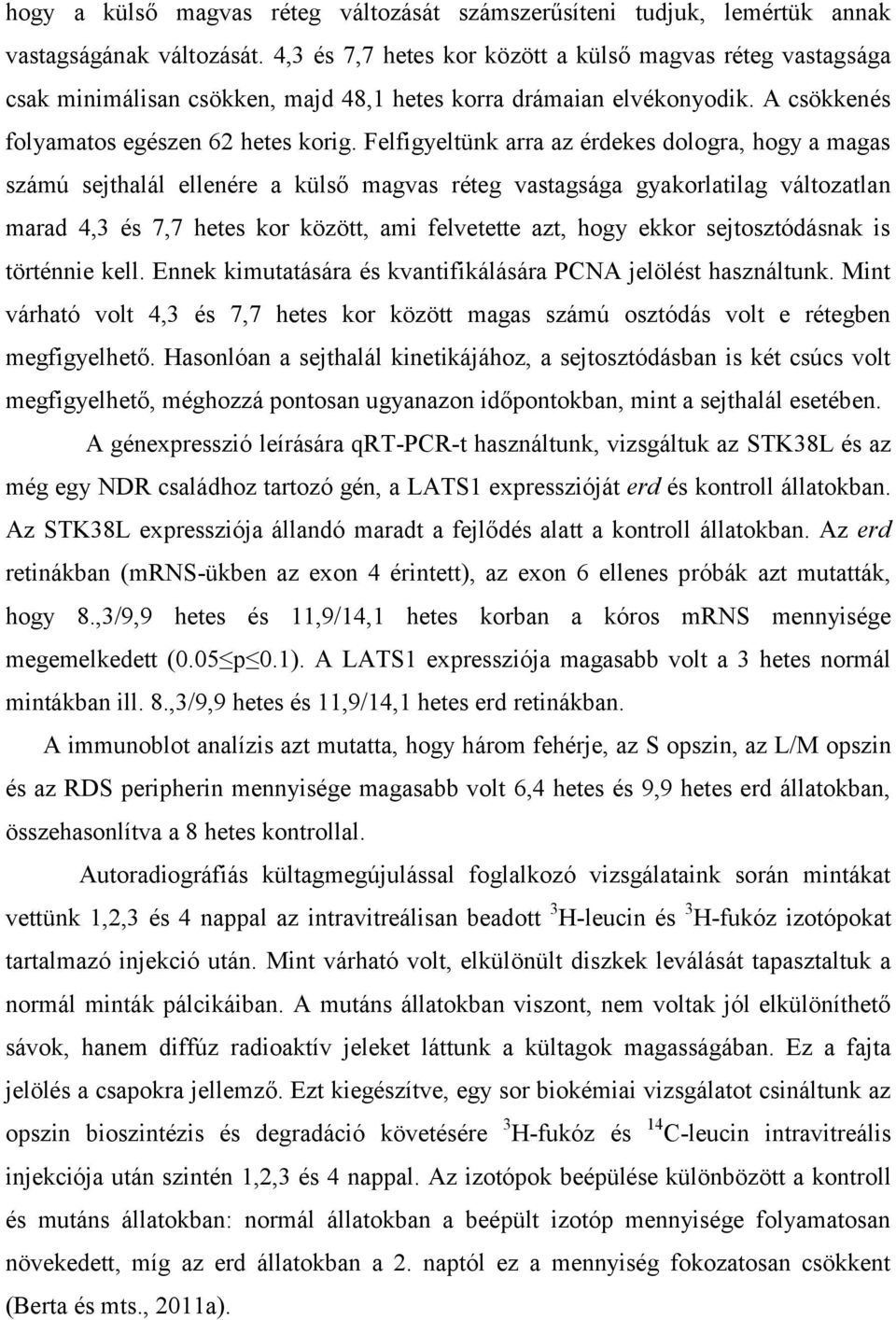 Felfigyeltünk arra az érdekes dologra, hogy a magas számú sejthalál ellenére a külső magvas réteg vastagsága gyakorlatilag változatlan marad 4,3 és 7,7 hetes kor között, ami felvetette azt, hogy