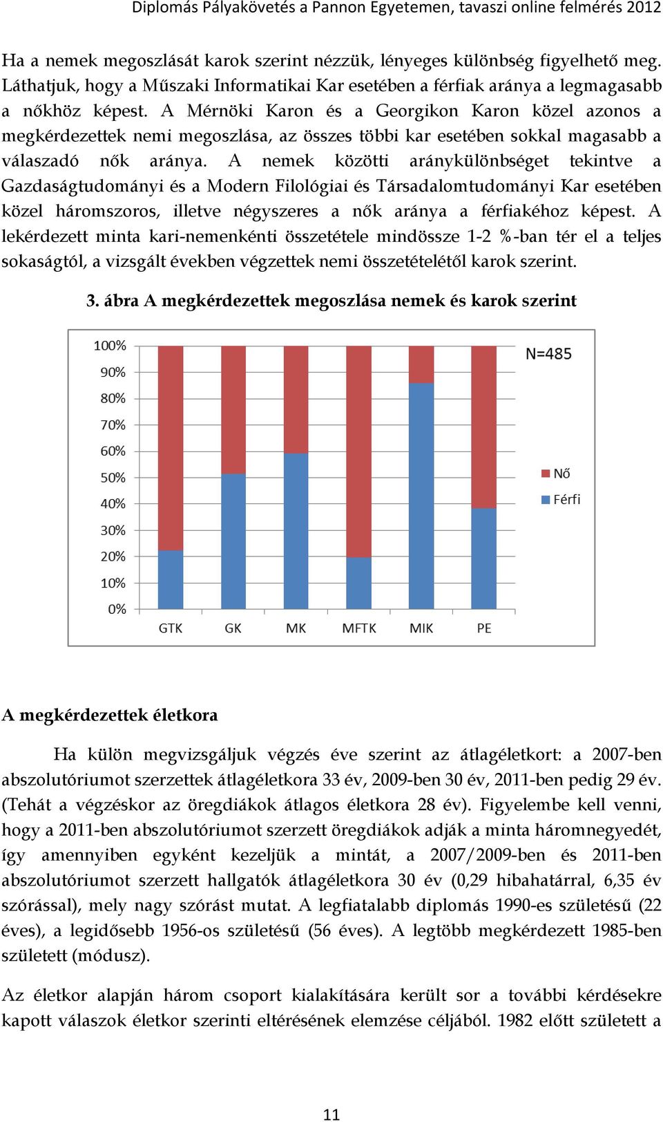 A nemek közötti aránykülönbséget tekintve a Gazdaságtudományi és a Modern Filológiai és Társadalomtudományi Kar esetében közel háromszoros, illetve négyszeres a nők aránya a férfiakéhoz képest.