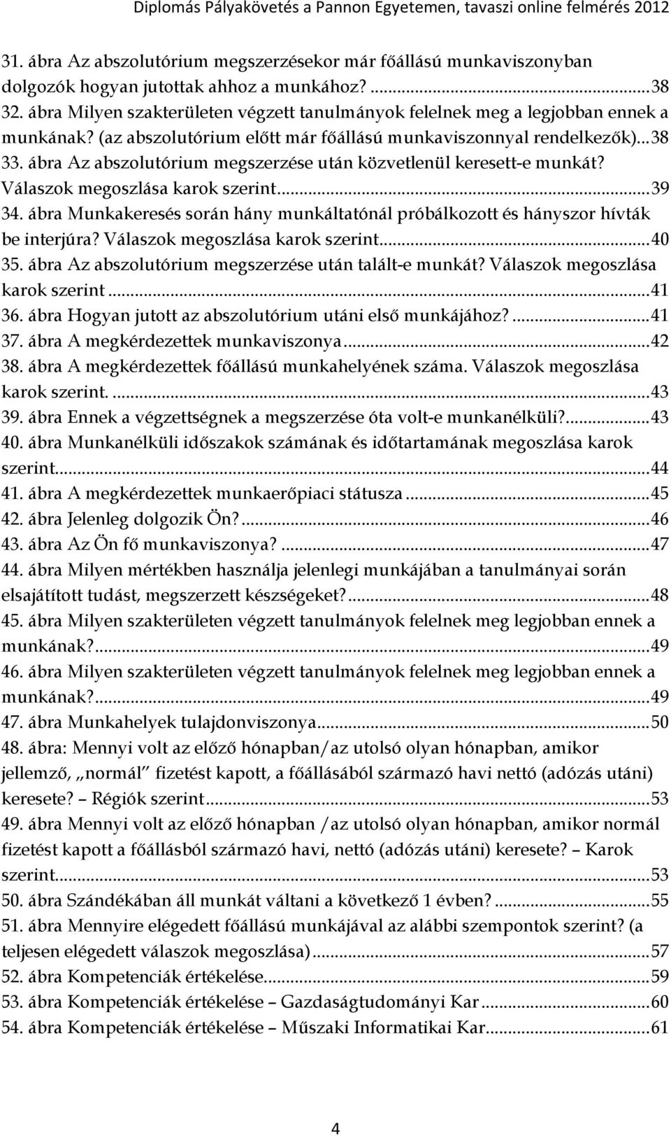 ábra Az abszolutórium megszerzése után közvetlenül keresett-e munkát? Válaszok megoszlása karok szerint... 39 34.