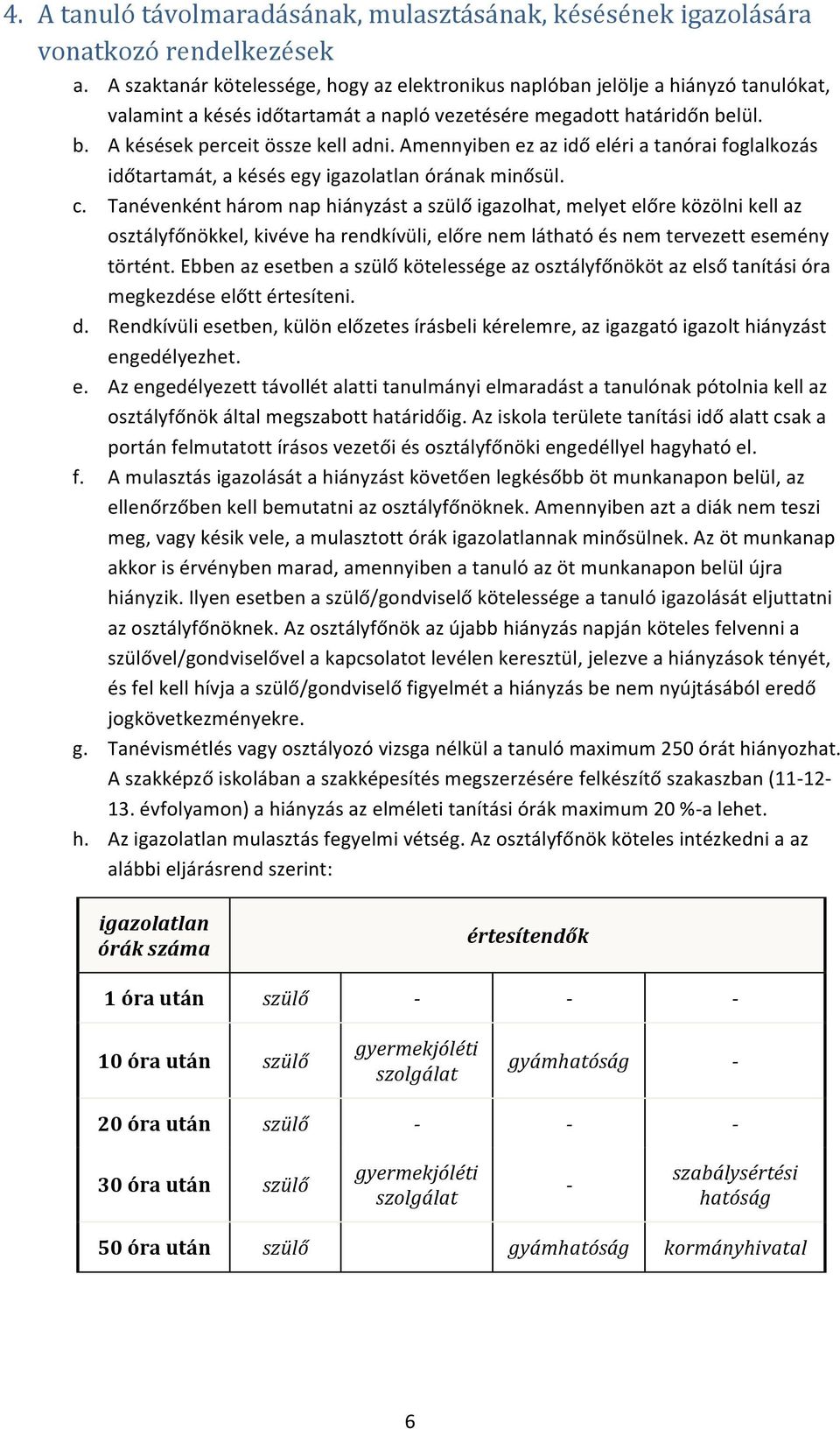 Amennyiben ez az idő eléri a tanórai foglalkozás időtartamát, a késés egy igazolatlan órának minősül. c.