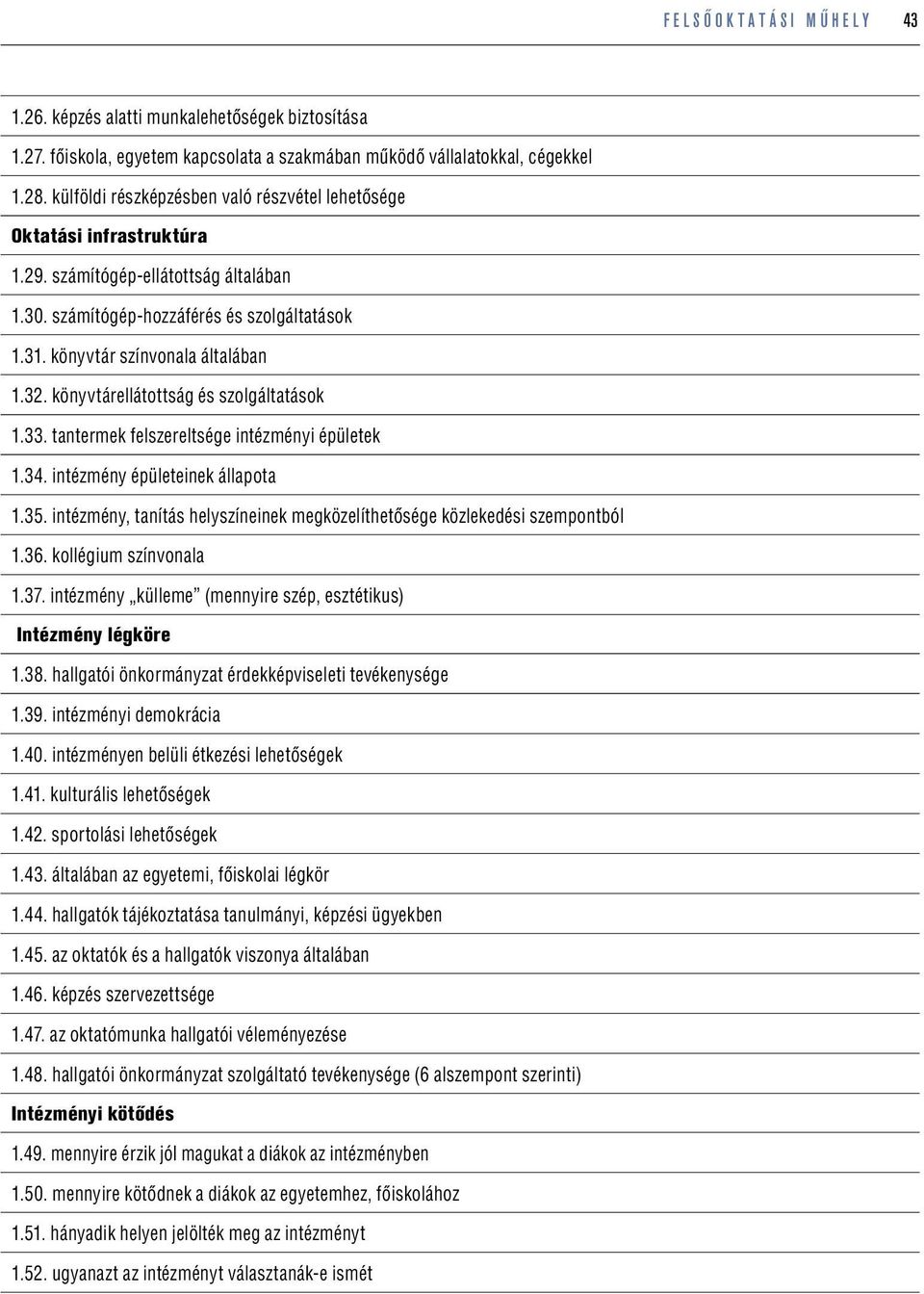 könyvtárellátottság és szolgáltatások 1.33. tantermek felszereltsége intézményi épületek 1.34. intézmény épületeinek állapota 1.35.