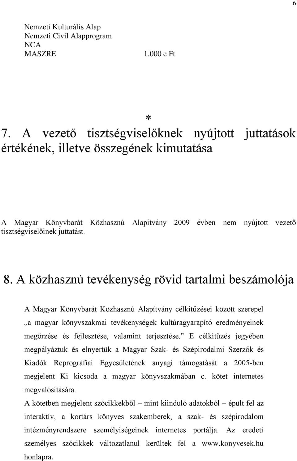 A közhasznú tevékenység rövid tartalmi beszámolója A Magyar Könyvbarát Közhasznú Alapítvány célkitűzései között szerepel a magyar könyvszakmai tevékenységek kultúragyarapító eredményeinek megőrzése