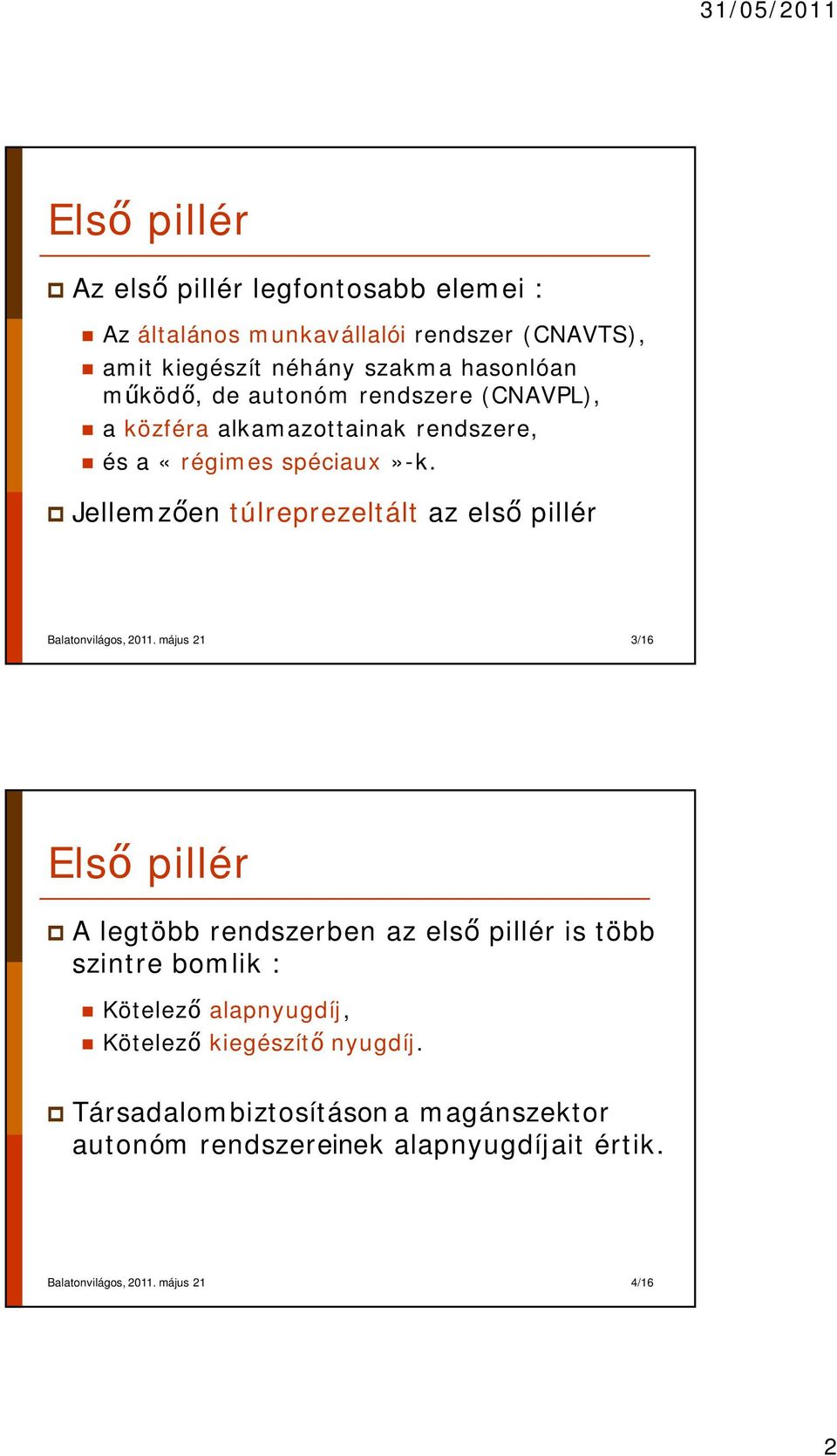 p Jellemzően túlreprezeltált az első pillér Balatonvilágos, 2011.