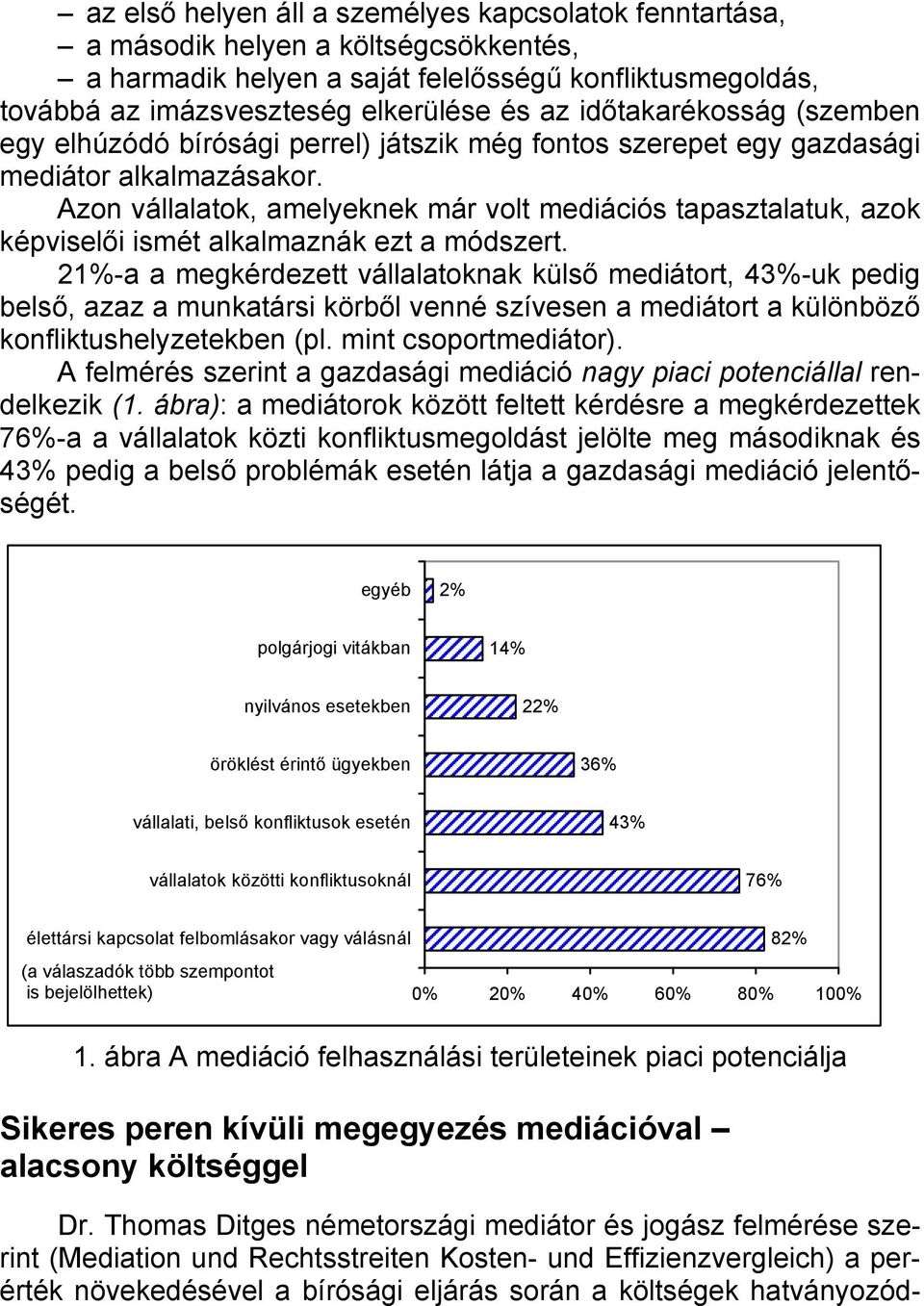 Azon vállalatok, amelyeknek már volt mediációs tapasztalatuk, azok képviselői ismét alkalmaznák ezt a módszert.