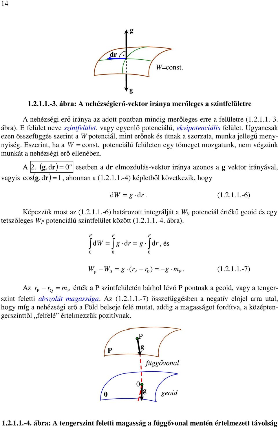 a g vktr ránával A ( ) vags cs ( g r) g ahnnan a (-) képltbıl kövtkzk hg W g r (-6) épzzük mst az (-6) határztt ntgrálját a W ptncál értékő g és g ttszılgs W ptncálú szntflült között (- ábra) W g r g