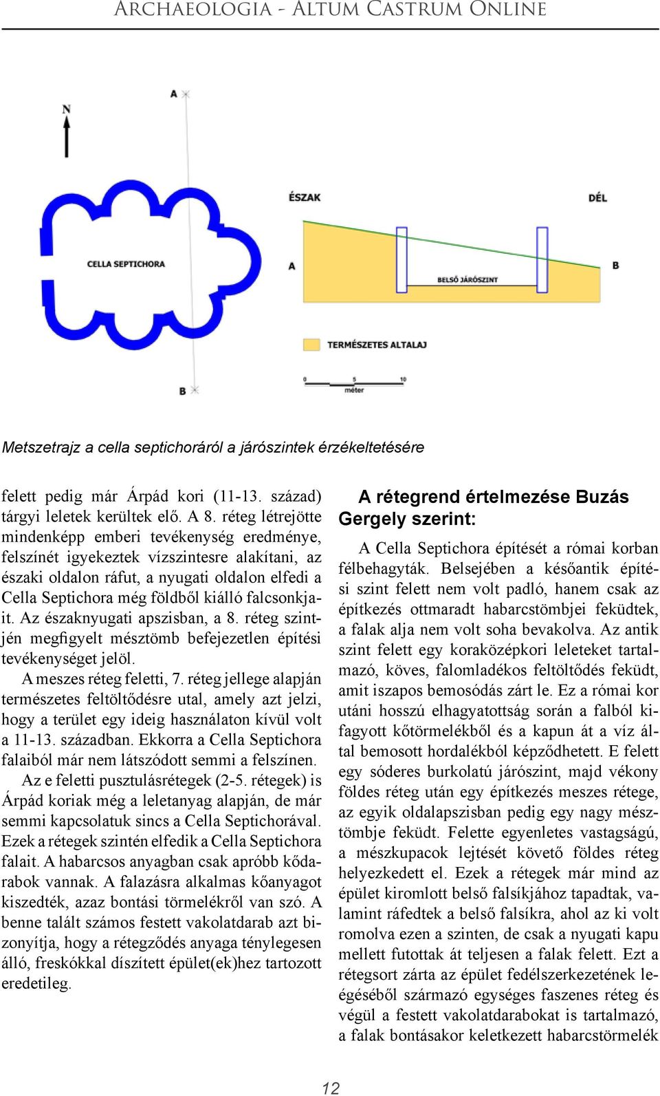 falcsonkjait. Az északnyugati apszisban, a 8. réteg szintjén megfigyelt mésztömb befejezetlen építési tevékenységet jelöl. A meszes réteg feletti, 7.