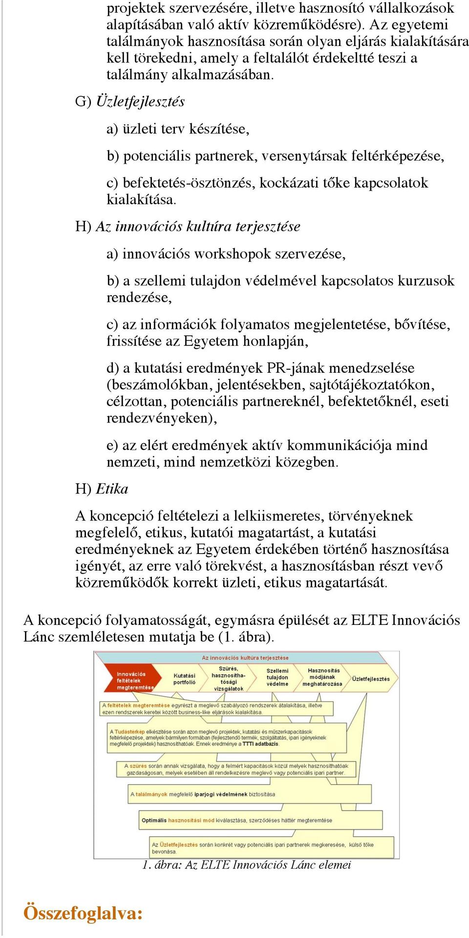 G) Üzletfejlesztés a) üzleti terv készítése, b) potenciális partnerek, versenytársak feltérképezése, c) befektetés-ösztönzés, kockázati tőke kapcsolatok kialakítása.