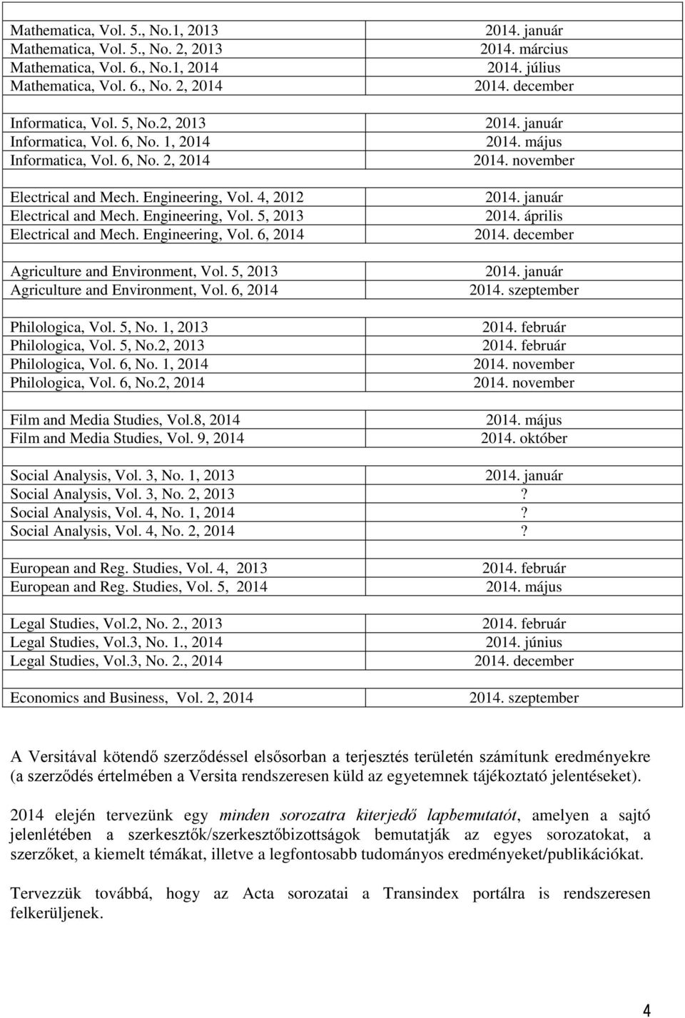 5, 2013 Agriculture and Environment, Vol. 6, 2014 Philologica, Vol. 5, No. 1, 2013 Philologica, Vol. 5, No.2, 2013 Philologica, Vol. 6, No. 1, 2014 Philologica, Vol. 6, No.2, 2014 Film and Media Studies, Vol.