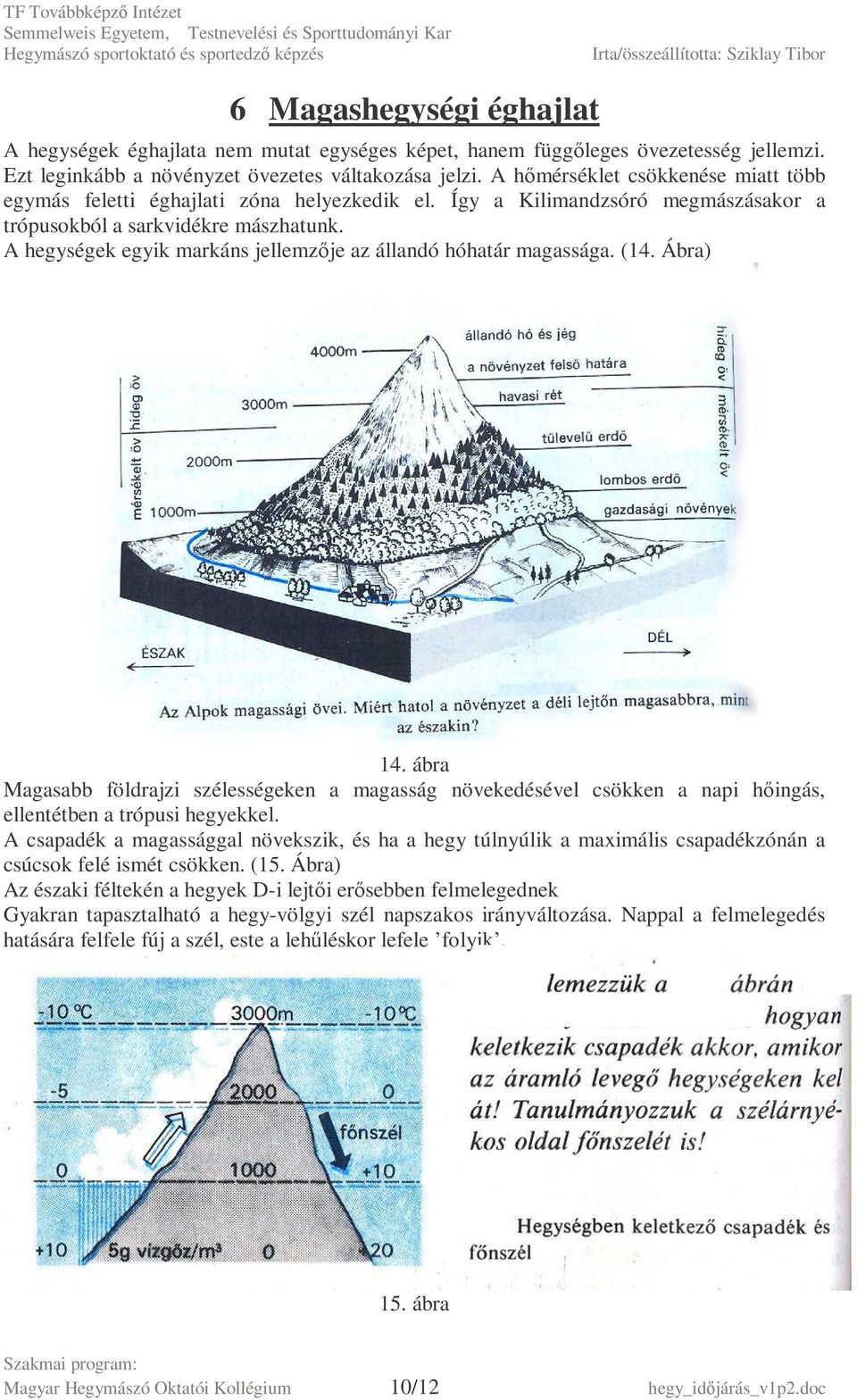 A hegységek egyik markáns jellemzıje az állandó hóhatár magassága. (14. Ábra) 14.