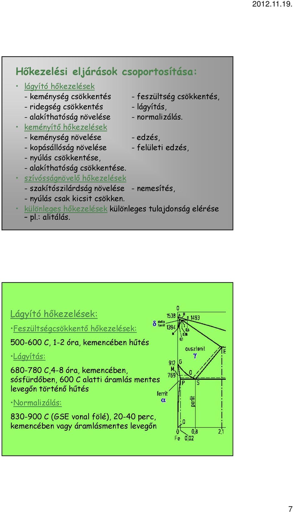 szívósságnövelő hőkezelések - szakítószilárdság növelése - nemesítés, - nyúlás csak kicsit csökken. különleges hőkezelések különleges tulajdonság elérése pl.: alitálás.