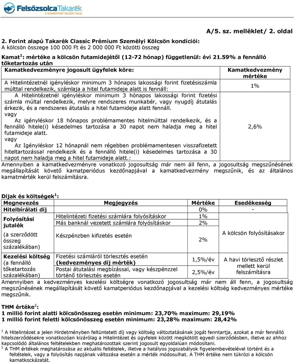 21.59% a fennálló tőketartozás után Kamatkedvezményre jogosult ügyfelek köre: Kamatkedvezmény mértéke A Hitelintézetnél igényléskor minimum 3 hónapos lakossági forint fizetésiszámla 1% múlttal