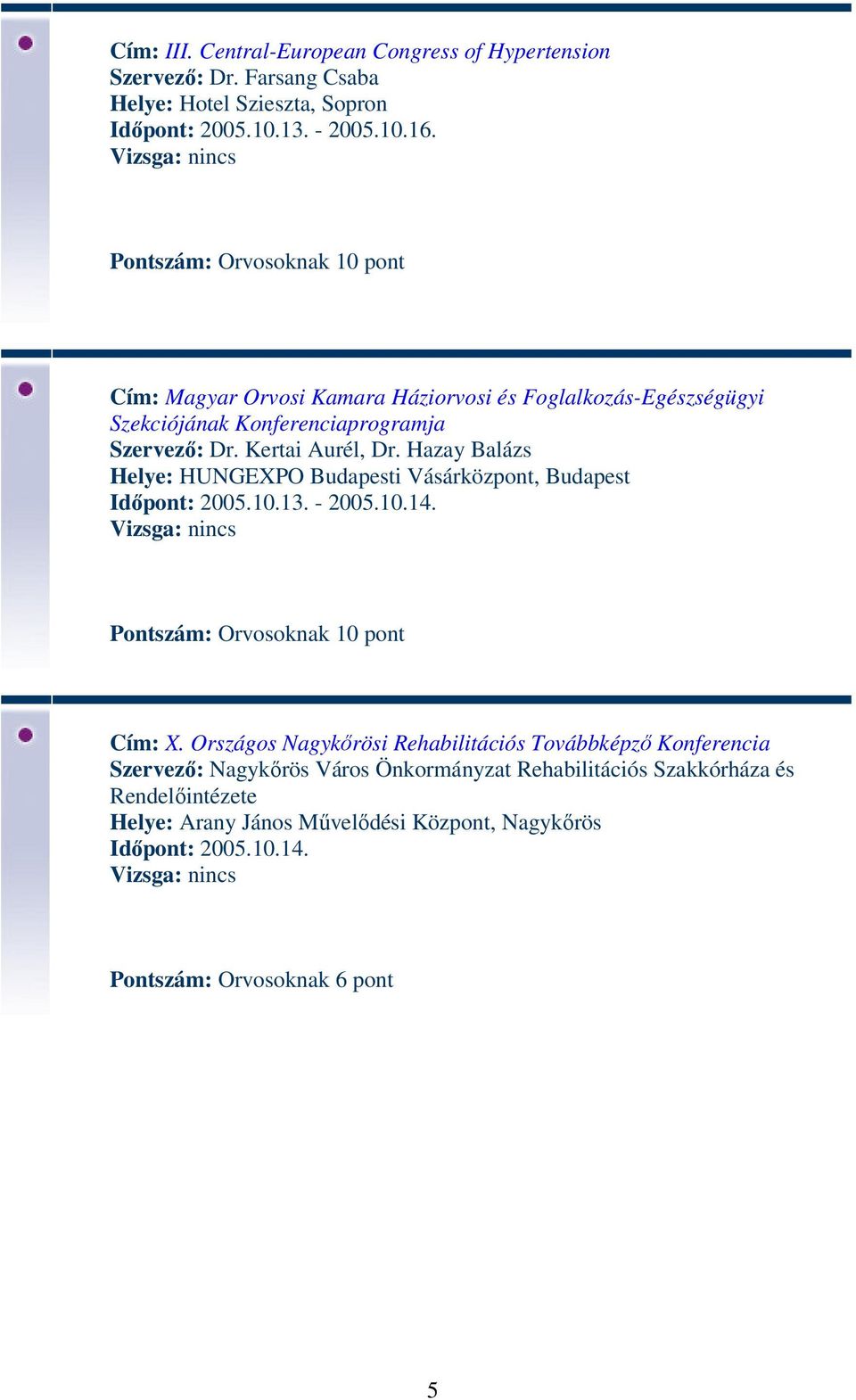 Hazay Balázs Helye: HUNGEXPO Budapesti Vásárközpont, Budapest Időpont: 2005.10.13. - 2005.10.14. Cím: X.