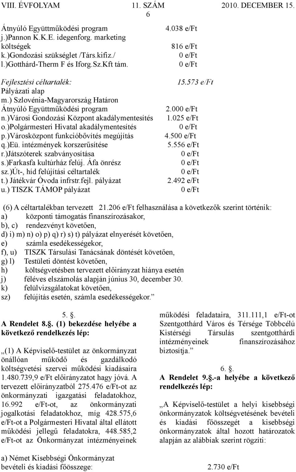 )polgármesteri Hivatal akadálymentesítés 0 e/ft p.)városközpont funkcióbővítés megújítás 4.500 e/ft q.)eü. intézmények korszerűsítése 5.556 e/ft r.)játszóterek szabványosítása 0 e/ft s.