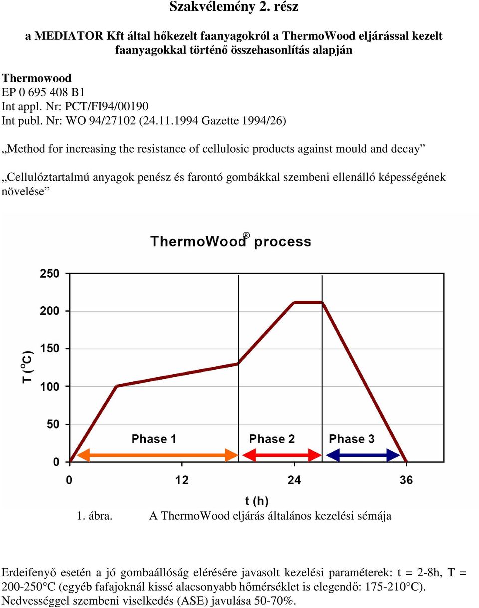 1994 Gazette 1994/26) Method for increasing the resistance of cellulosic products against mould and decay Cellulóztartalmú anyagok penész és farontó gombákkal szembeni ellenálló