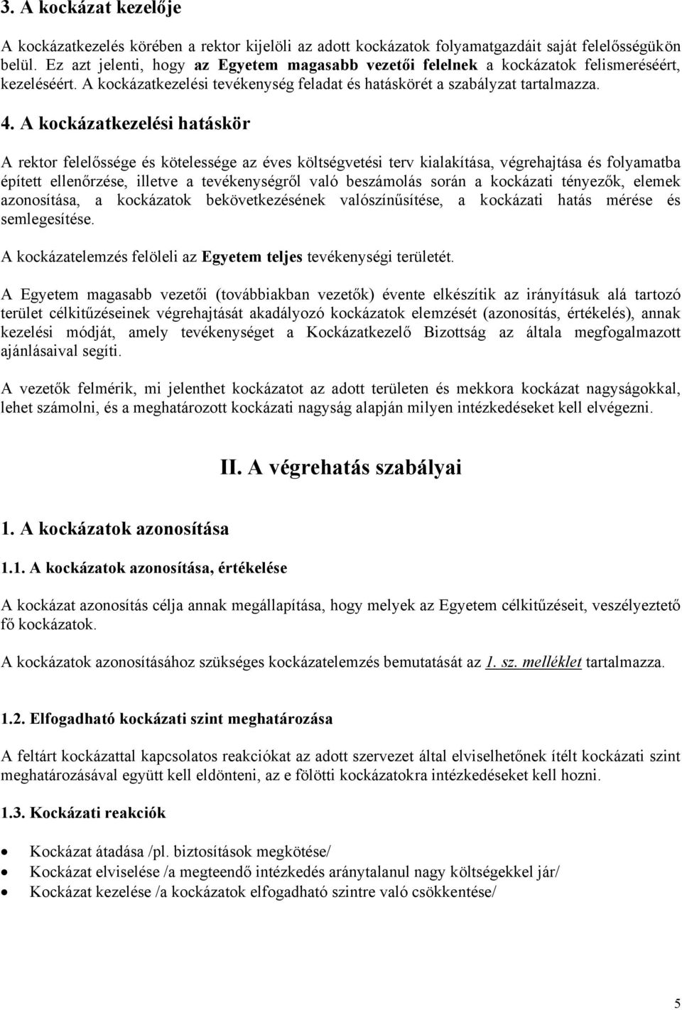 A kockázatkezelési hatáskör A rektor felelőssége és kötelessége az éves költségvetési terv kialakítása, végrehajtása és folyamatba épített ellenőrzése, illetve a tevékenységről való beszámolás során