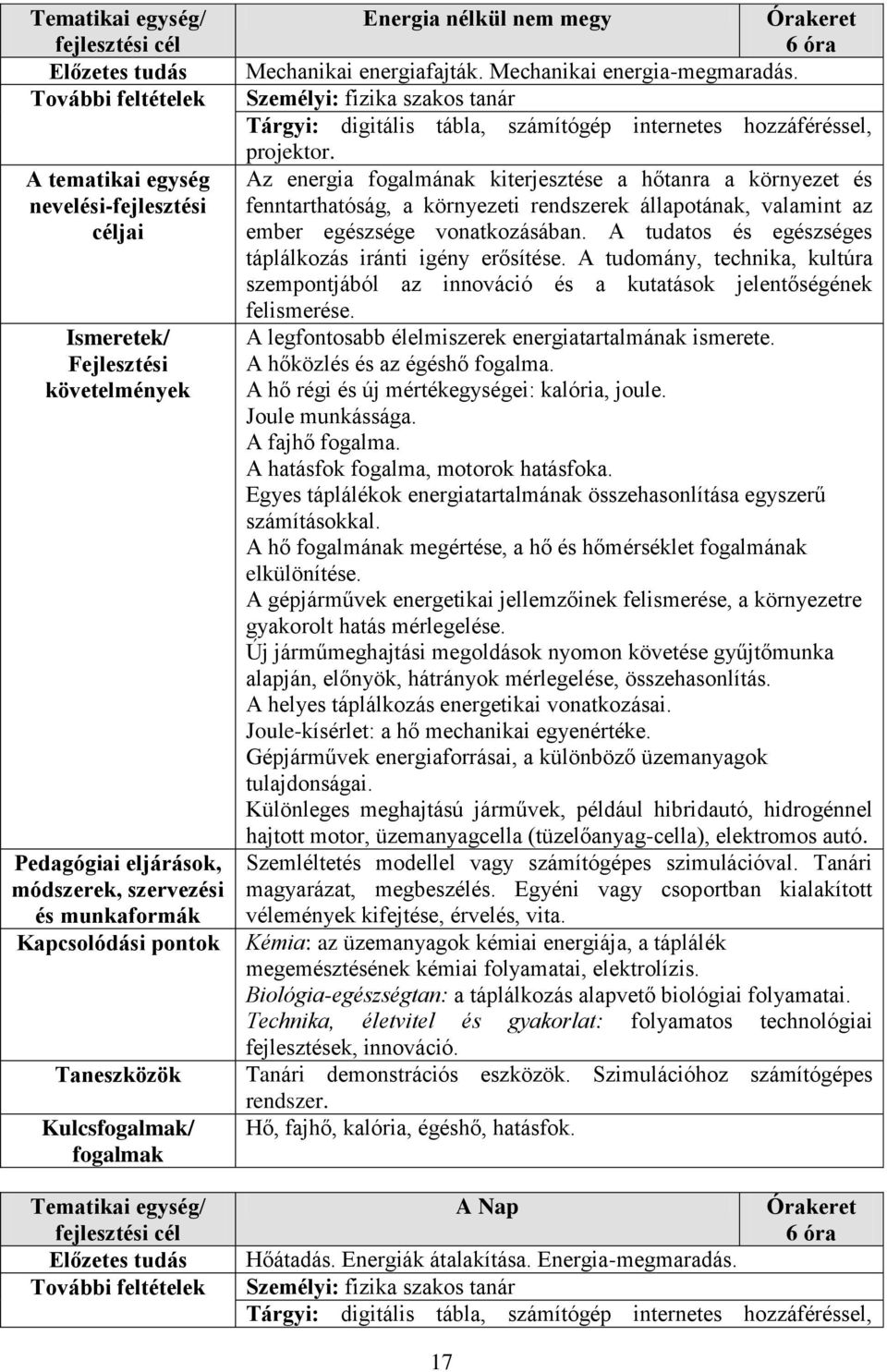 A tudatos és egészséges táplálkozás iránti igény erősítése. A tudomány, technika, kultúra szempontjából az innováció és a kutatások jelentőségének felismerése.