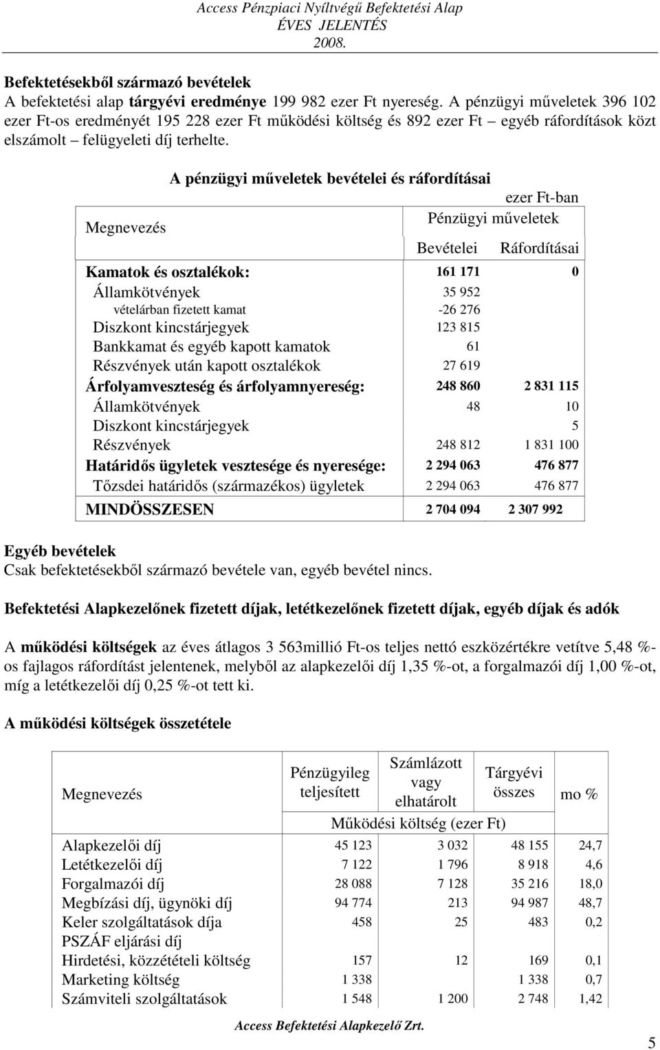 A pénzügyi műveletek bevételei és ráfordításai ezer Ft-ban Pénzügyi műveletek Megnevezés Bevételei Ráfordításai Kamatok és osztalékok: 161 171 0 Államkötvények 35 952 vételárban fizetett kamat -26