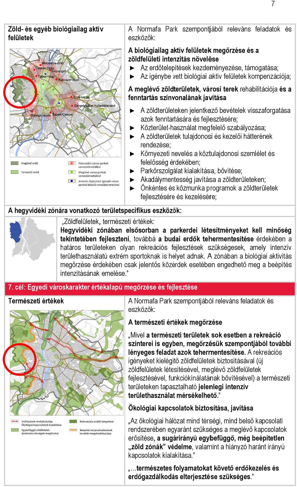 területhasználatú extrém sportoknak is helyet adnak. A zónában a biológiai aktivitás megőrzése érdekében csak jelentős közérdek esetében engedhető meg a beépítés intenzitásának emelése. 7.