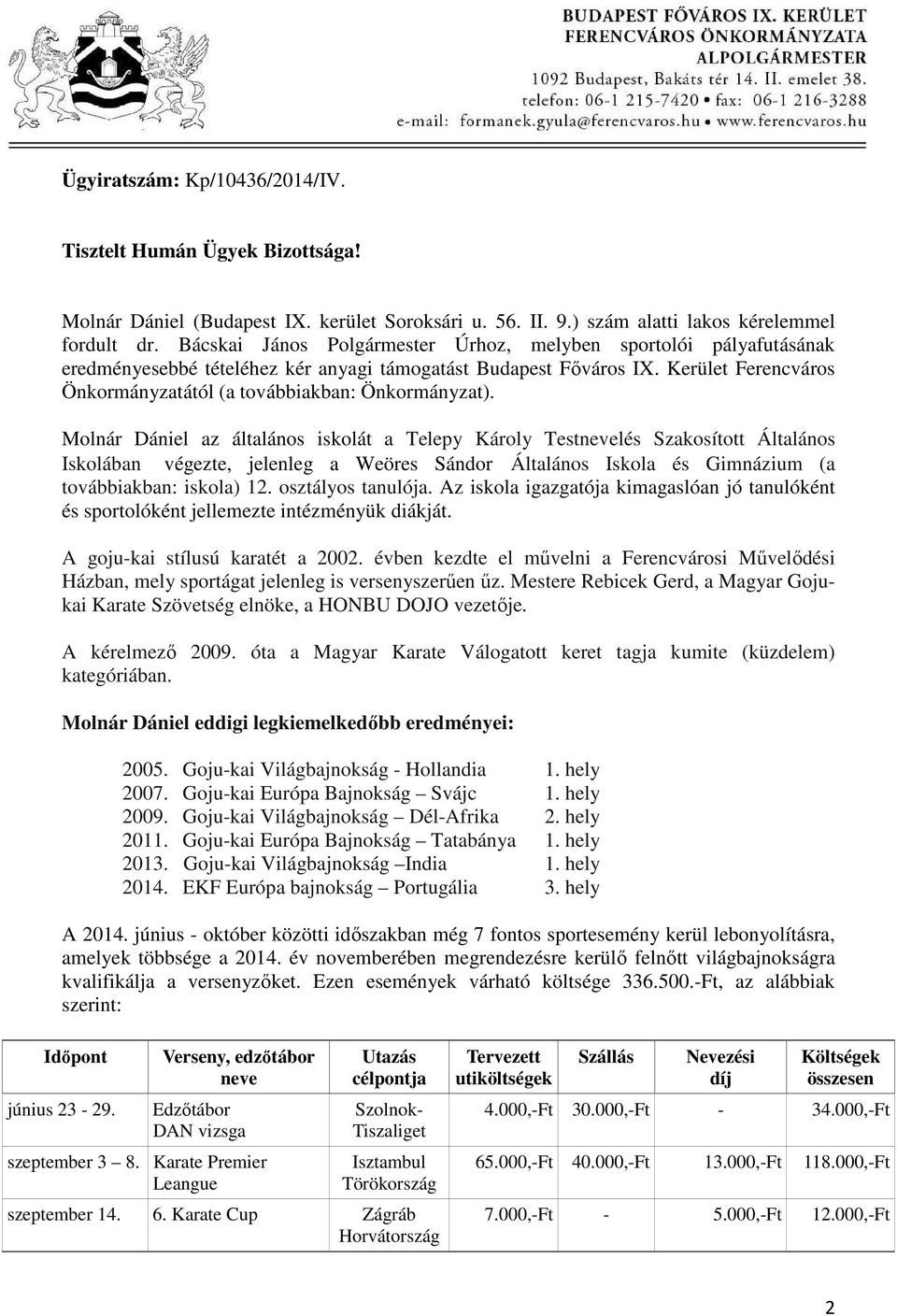 Kerület Ferencváros Önkormányzatától (a továbbiakban: Önkormányzat).