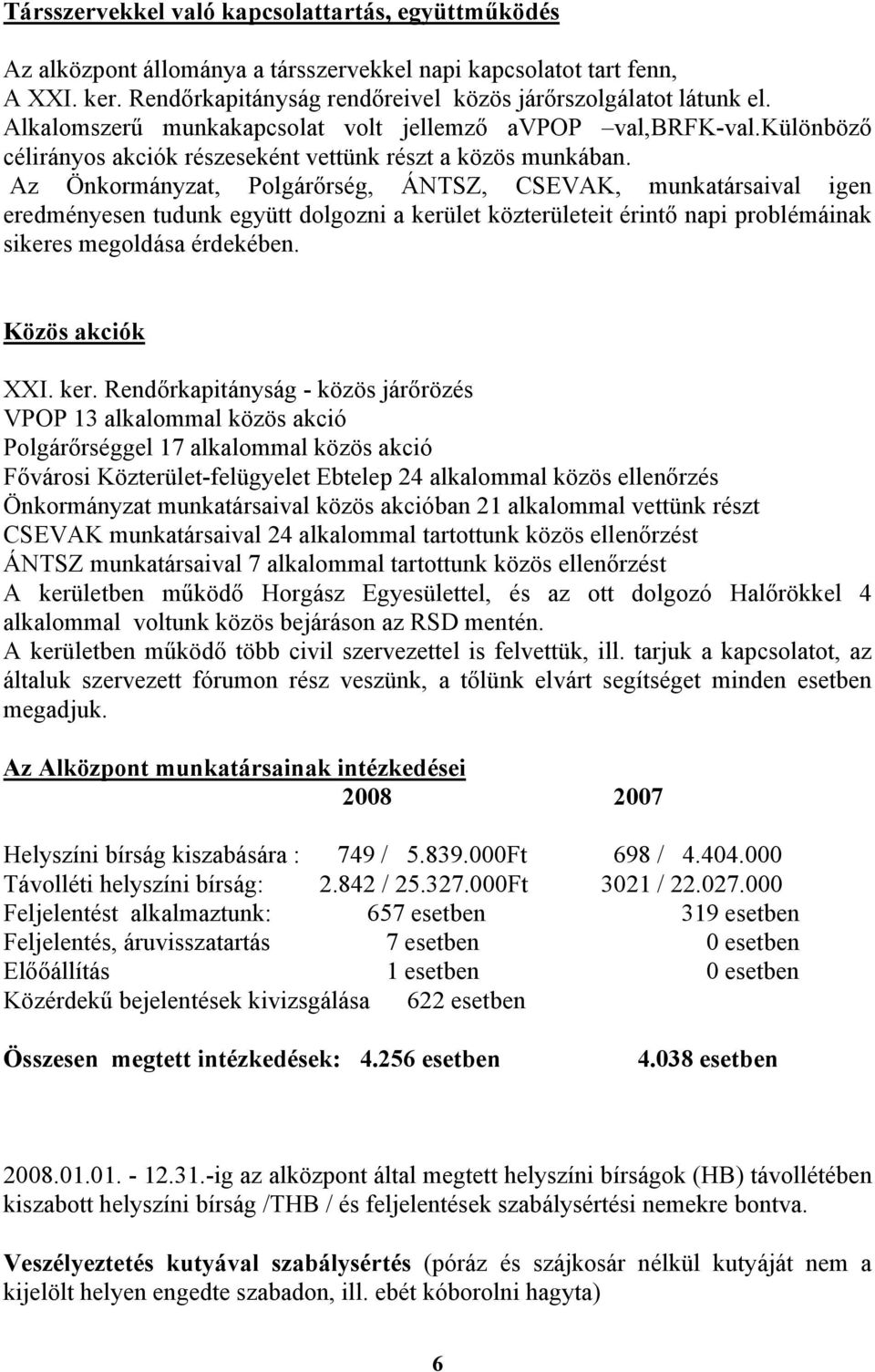 Az Önkormányzat, Polgárőrség, ÁNTSZ, CSEVAK, munkatársaival igen eredményesen tudunk együtt dolgozni a kerület közterületeit érintő napi problémáinak sikeres megoldása érdekében. Közös akciók XXI.