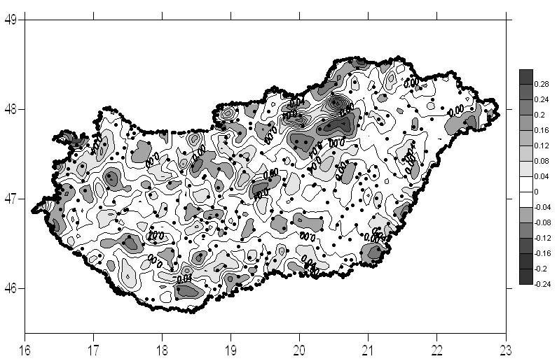 6 Doktori kutatások a BME Építőmérnöki Karán 2006 N GPS - N RÖVID = N HOSSZÚ + E (4) A nemzetközi megoldás ugyanakkor az eltérésekre (E) ad meg egy hibafelületet: N GPS - N GRAVIM.